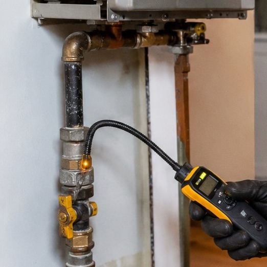 Older supply piping at a tankless water heater in a Salem home